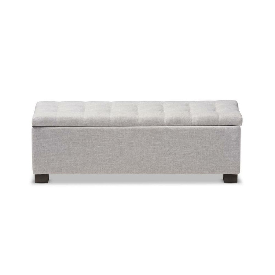 Entryway Furniture * | Roanoke Light Gray Bench By Baxton Studio