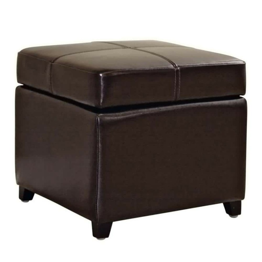 Living Room Furniture * | Maria Traditional Brown Faux Leather Upholstered Ottoman By Baxton Studio