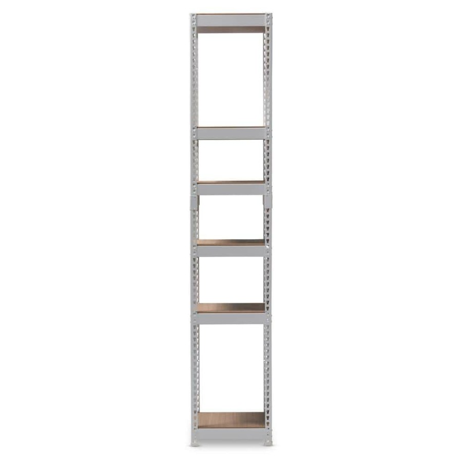 Entryway Furniture * | Gavin White Storage Rack With 5-Metal Shelves By Baxton Studio