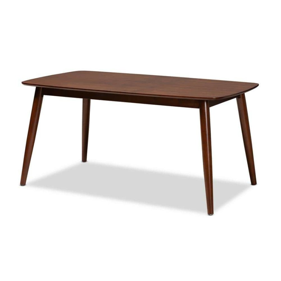 Living Room Furniture * | Edna Walnut Finished Wood Dining Table By Baxton Studio