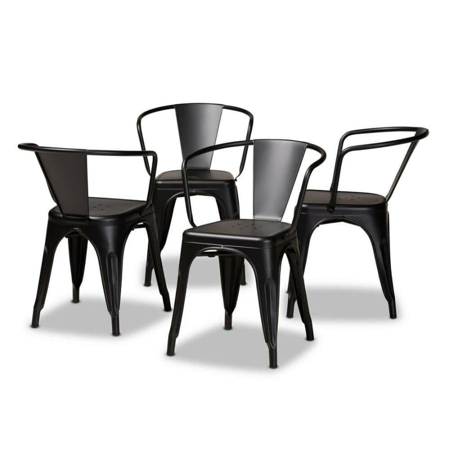 Living Room Furniture * | Ryland Black Dining Chair (Set Of 4) By Baxton Studio