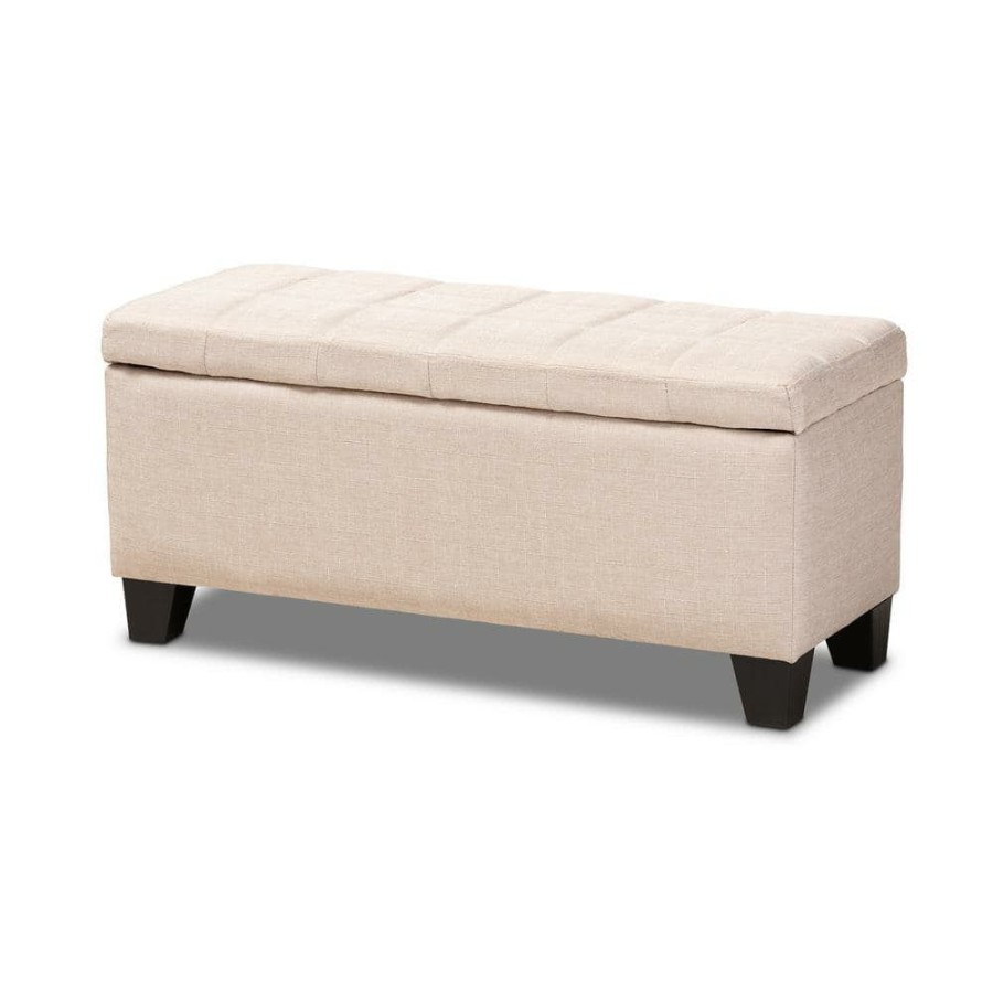 Living Room Furniture * | Fera Beige Storage Ottoman By Baxton Studio