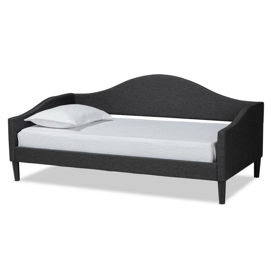 Bedroom Furniture * | Milligan Charcoal And Dark Brown Full Daybed By Baxton Studio