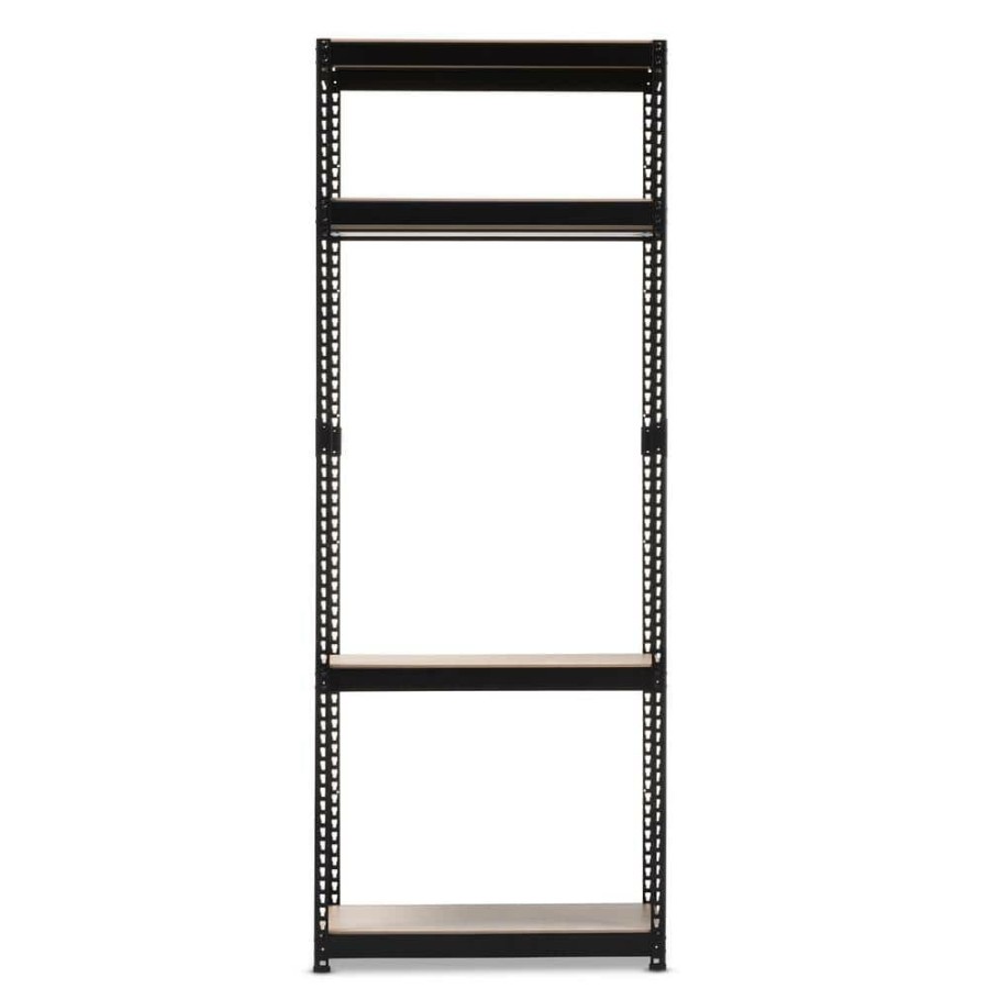 Entryway Furniture * | Gavin Black Metal 4-Shelf Closet Storage Racking Organizer By Baxton Studio