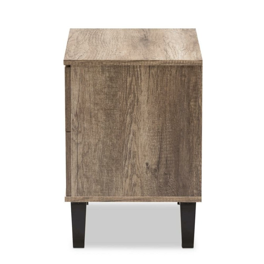 Bedroom Furniture * | Swanson 2-Drawer Light Brown Wood Nightstand By Baxton Studio