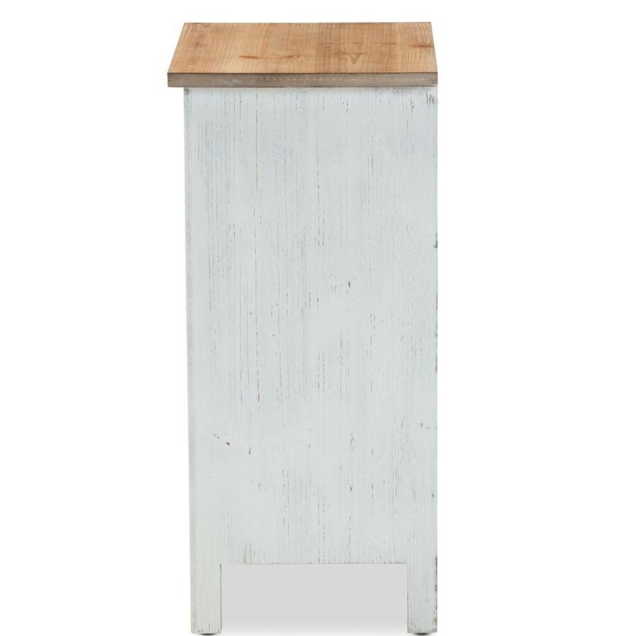 Bar Furniture * | Vincent White And Oak Storage Cabinet By Baxton Studio