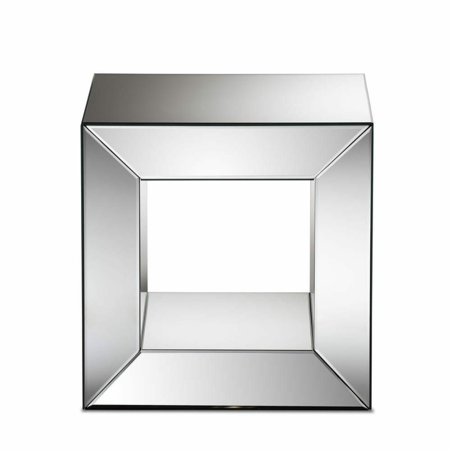 Living Room Furniture * | Peregrine 20.9 In. Mirror Square Glass End Table By Baxton Studio