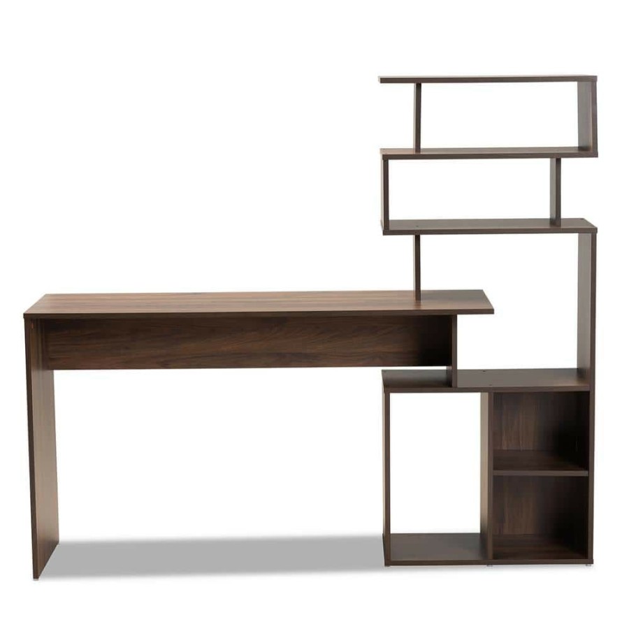 Bar Furniture * | Foster 63 In. Walnut Brown Computer Desk By Baxton Studio