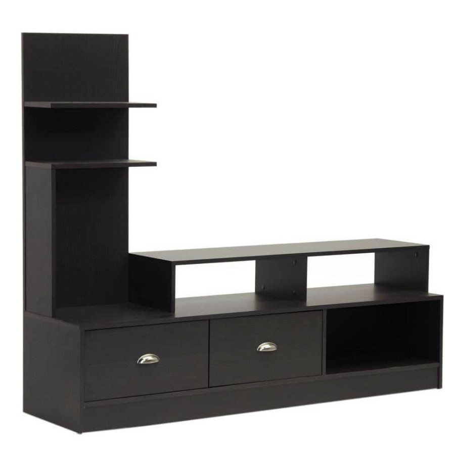 Living Room Furniture * | Armstrong 60 In. Dark Brown Wood Tv Stand With 2 Drawer Fits Tvs Up To 30 In. With Built-In Media Storage By Baxton Studio