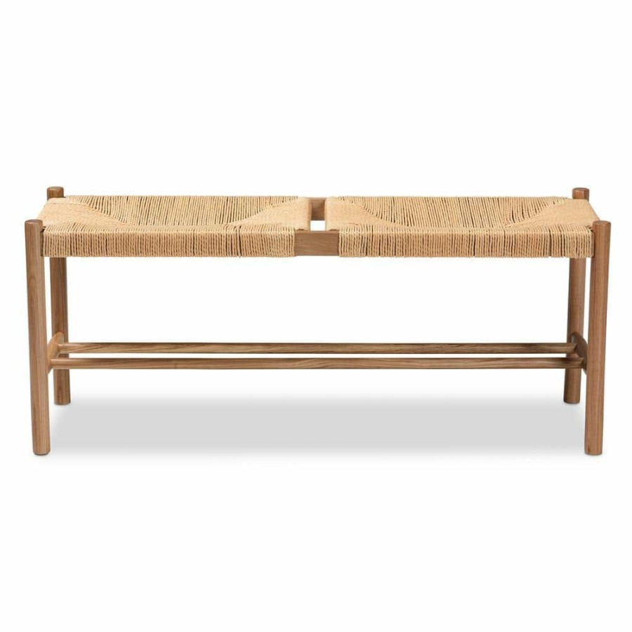 Living Room Furniture * | Saura Brown Bench (17.7 In. H X 43.3 In. W X 13.8 In. D) By Baxton Studio