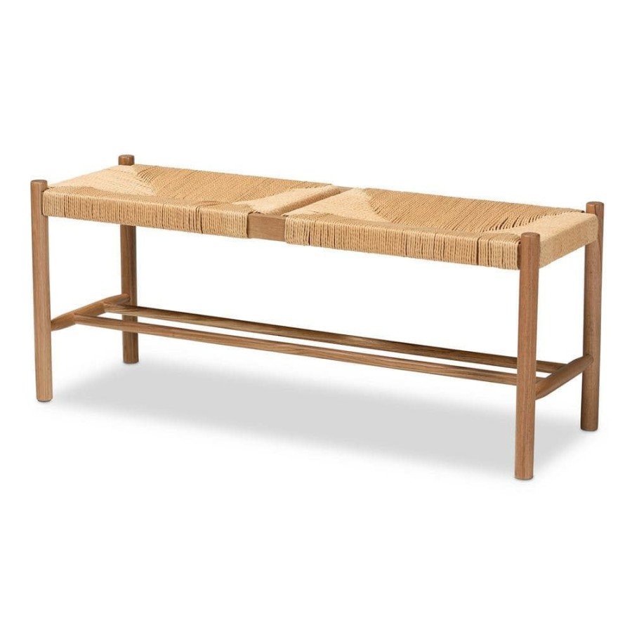 Living Room Furniture * | Saura Brown Bench (17.7 In. H X 43.3 In. W X 13.8 In. D) By Baxton Studio