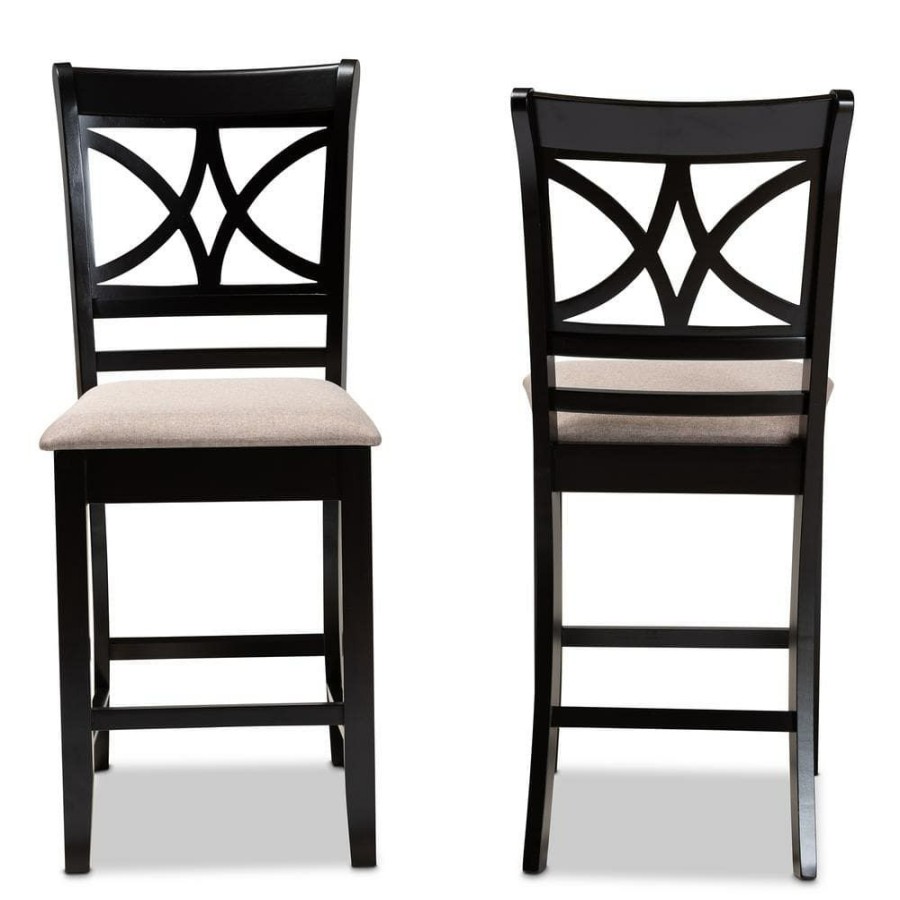 Bar Furniture * | Chandler 25 In. Sand And Espresso Brown Pub Chair (Set Of 2) By Baxton Studio