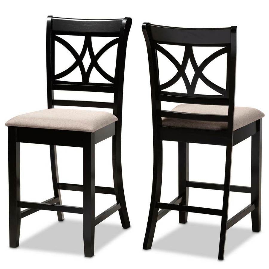 Bar Furniture * | Chandler 25 In. Sand And Espresso Brown Pub Chair (Set Of 2) By Baxton Studio