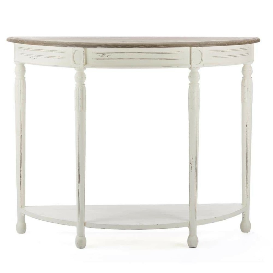 Living Room Furniture * | Alys 42 In. White Standard Half Moon Wood Console Table By Baxton Studio