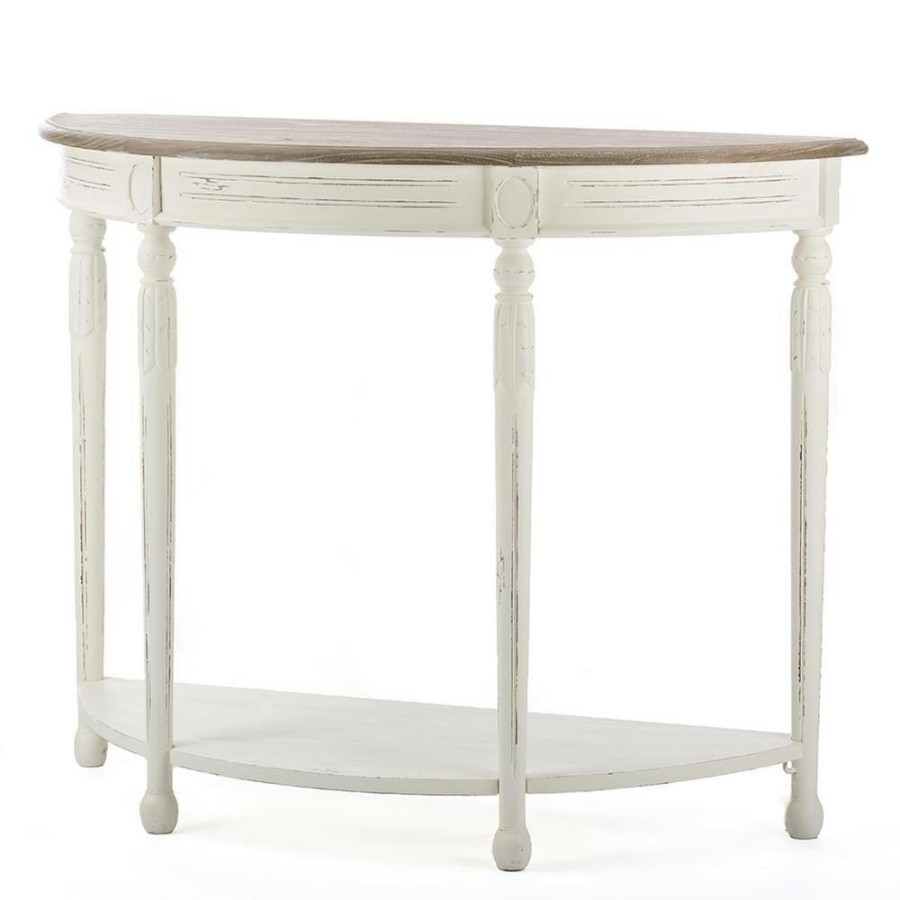 Living Room Furniture * | Alys 42 In. White Standard Half Moon Wood Console Table By Baxton Studio