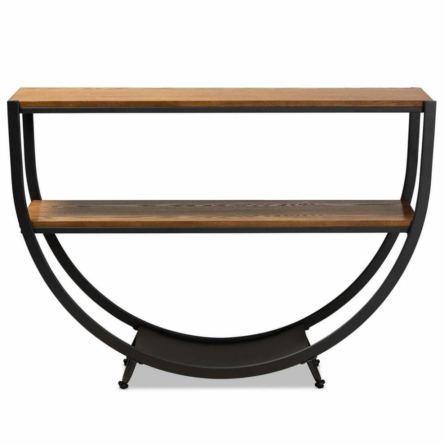 Entryway Furniture * | Blakes 50 In. Black/Brown Standard Rectangle Wood Console Table By Baxton Studio