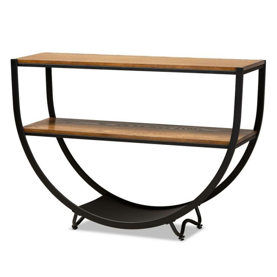 Entryway Furniture * | Blakes 50 In. Black/Brown Standard Rectangle Wood Console Table By Baxton Studio