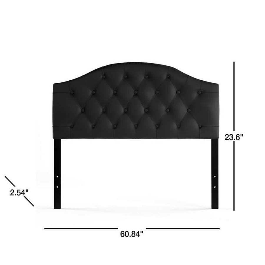 Bedroom Furniture * | Myra Black Queen Headboard By Baxton Studio