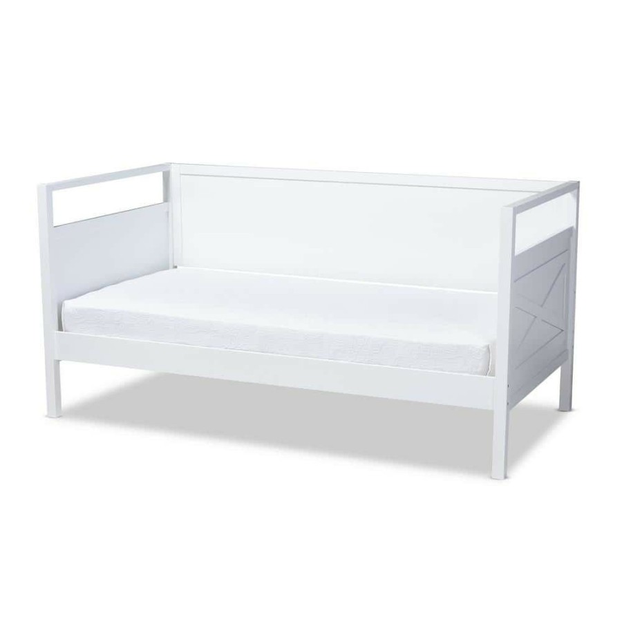 Bedroom Furniture * | Cintia White Twin Daybed By Baxton Studio