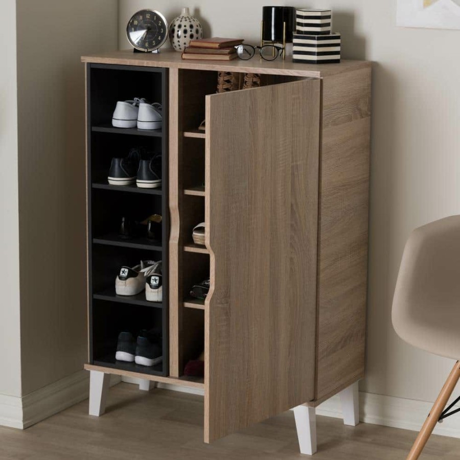 Living Room Furniture * | Adelina Light Brown Wood Storage Cabinet By Baxton Studio