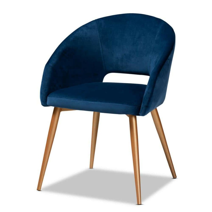 Living Room Furniture * | Vianne Navy Blue Dining Chair By Baxton Studio