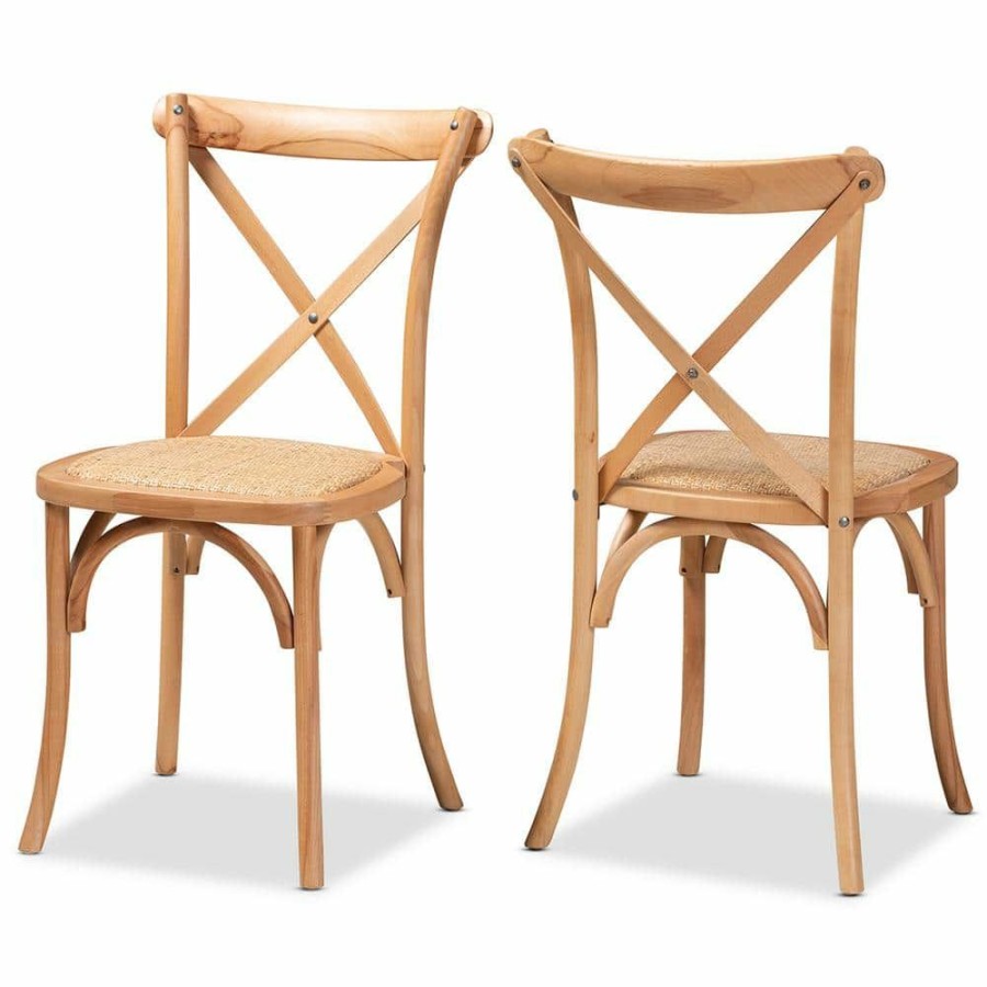 Living Room Furniture * | Tartan Natural Brown Dining Chair (Set Of 2) By Baxton Studio