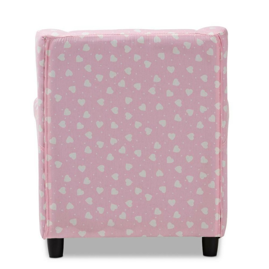 Entryway Furniture * | Selina Pink And White Heart Patterned Fabric Kids Armchair By Baxton Studio