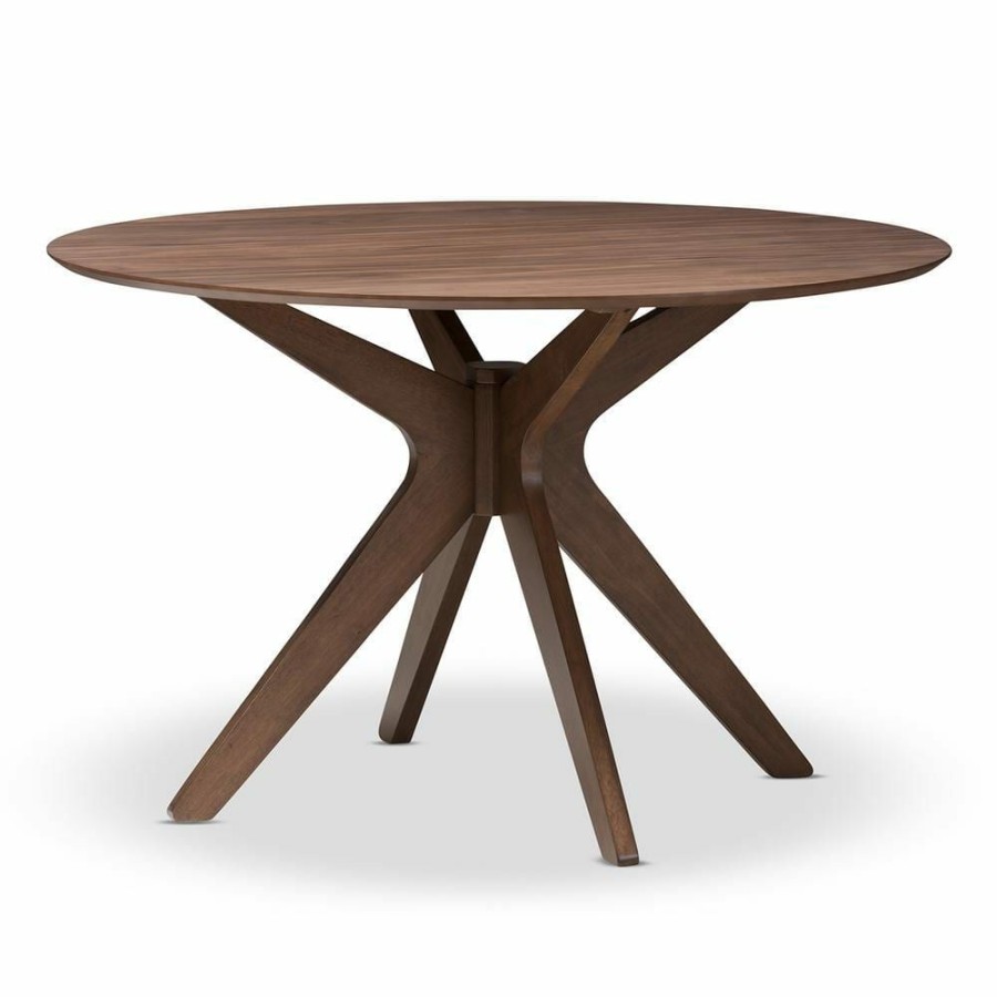 Living Room Furniture * | Monte Medium Brown Finished Wood Dining Table By Baxton Studio