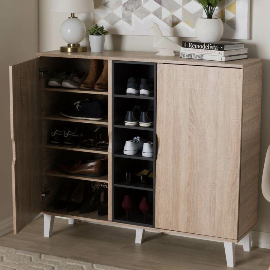 Bar Furniture * | Adelina Light Brown Wood Storage Cabinet By Baxton Studio