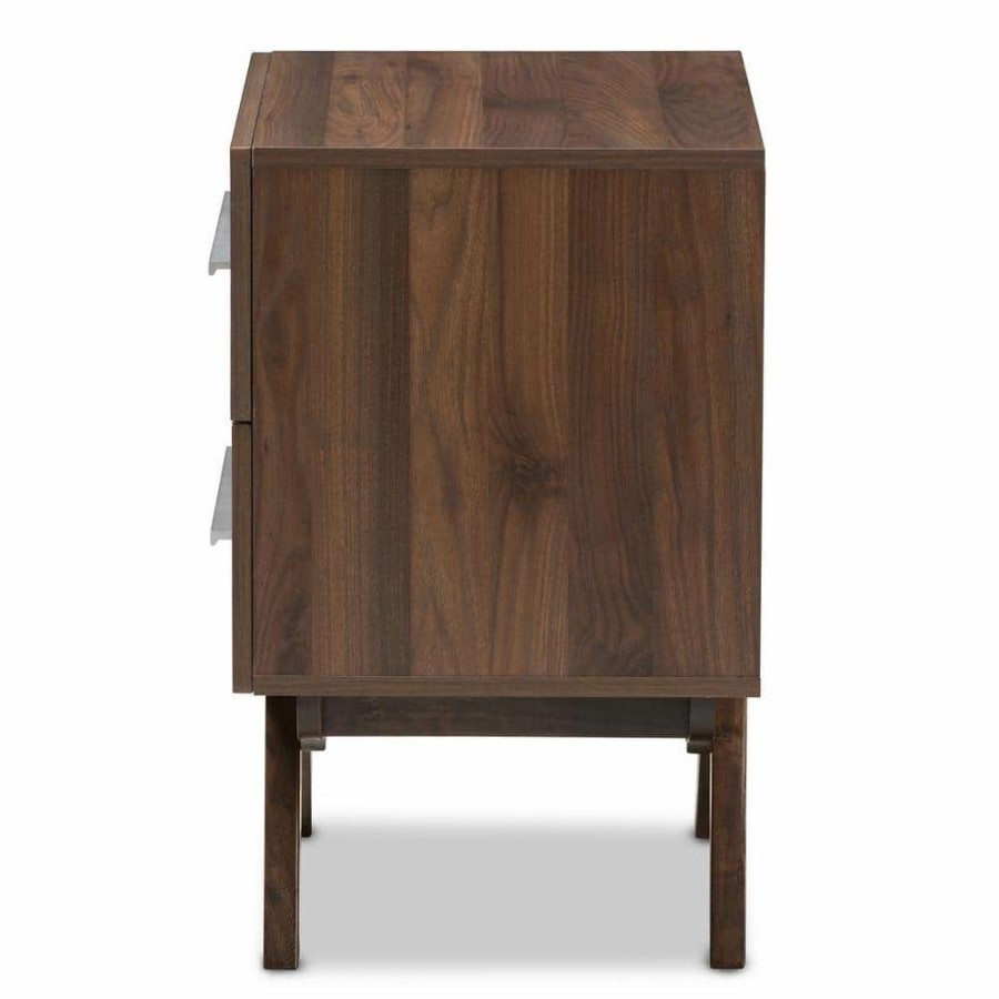 Bedroom Furniture * | Auburn 2-Drawer Brown Nightstand By Baxton Studio