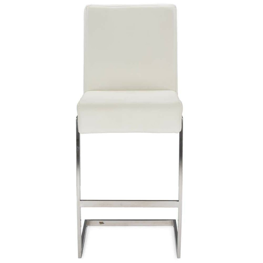 Bar Furniture * | Toulan White Faux Leather Upholstered 2-Piece Counter Stool Set By Baxton Studio