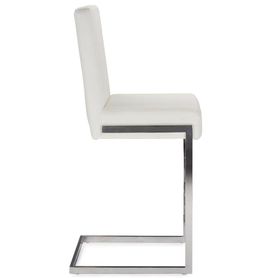 Bar Furniture * | Toulan White Faux Leather Upholstered 2-Piece Counter Stool Set By Baxton Studio