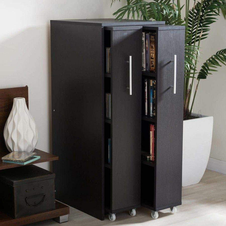 Bar Furniture * | Lindo Contemporary Dark Brown Storage Cabinet By Baxton Studio