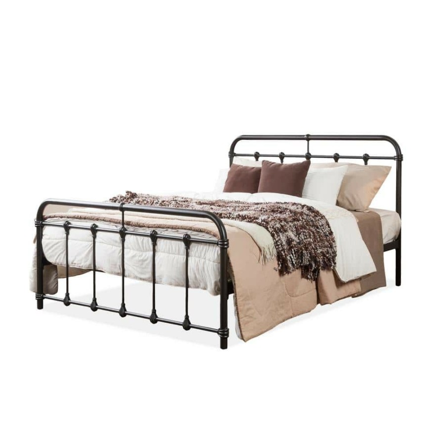 Bedroom Furniture * | Mandy Vintage Industrial Black Finished Metal Queen Size Bed By Baxton Studio