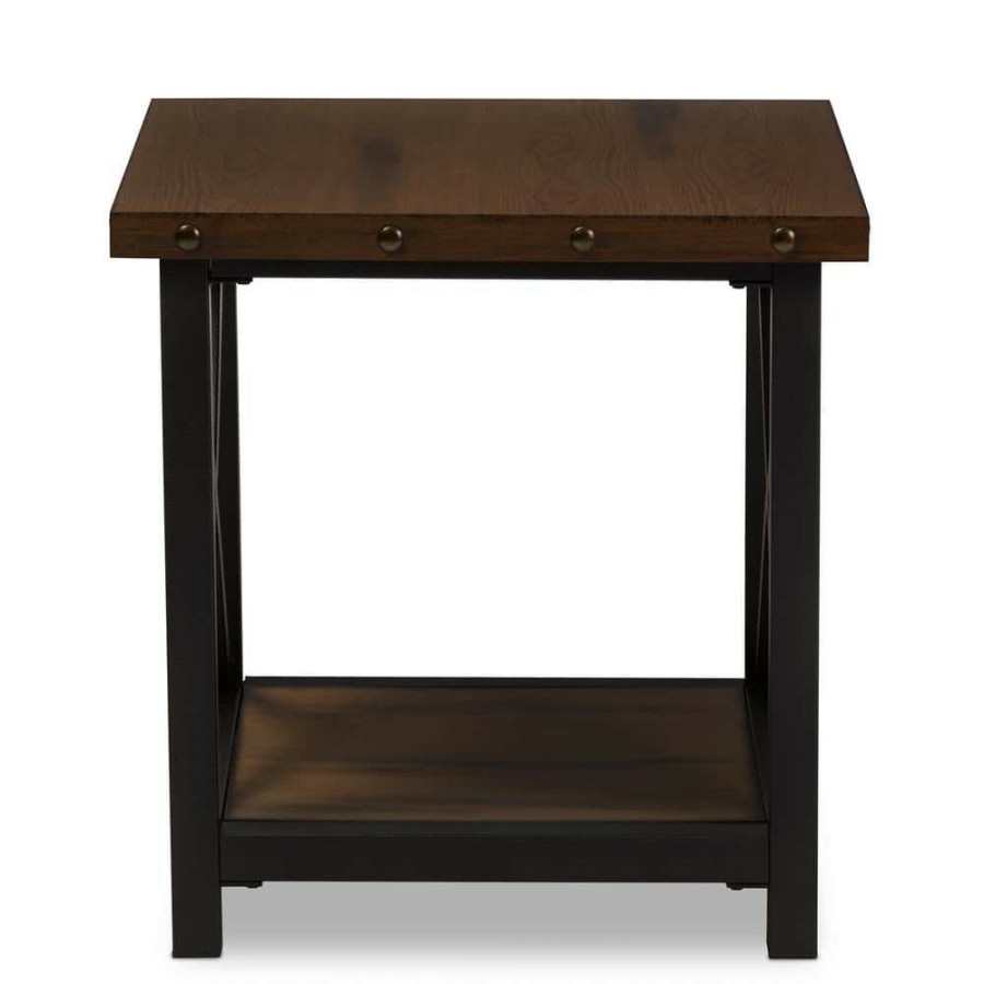 Living Room Furniture * | Herzen Medium Brown Wood Finished End Table By Baxton Studio