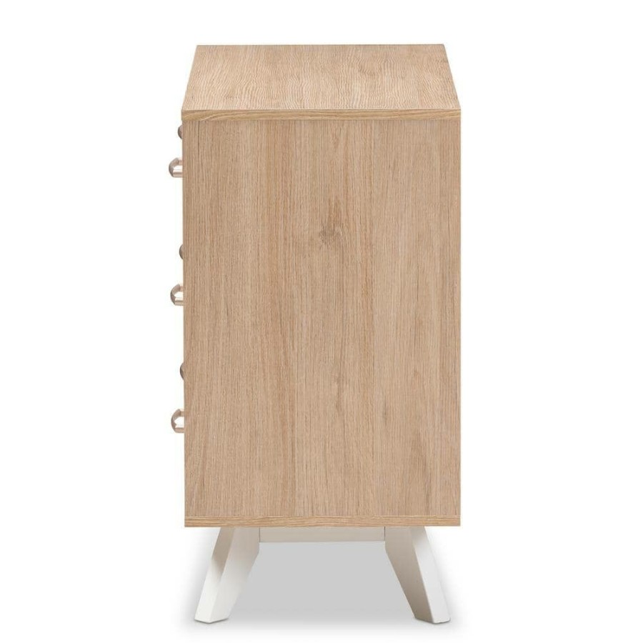 Bedroom Furniture * | Helena 6-Drawer Natural And Whitewash Dresser By Baxton Studio