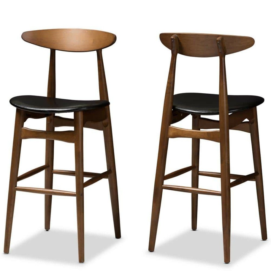 Bar Furniture * | Flora 29 In. Black Bar Stool (Set Of 2) By Baxton Studio