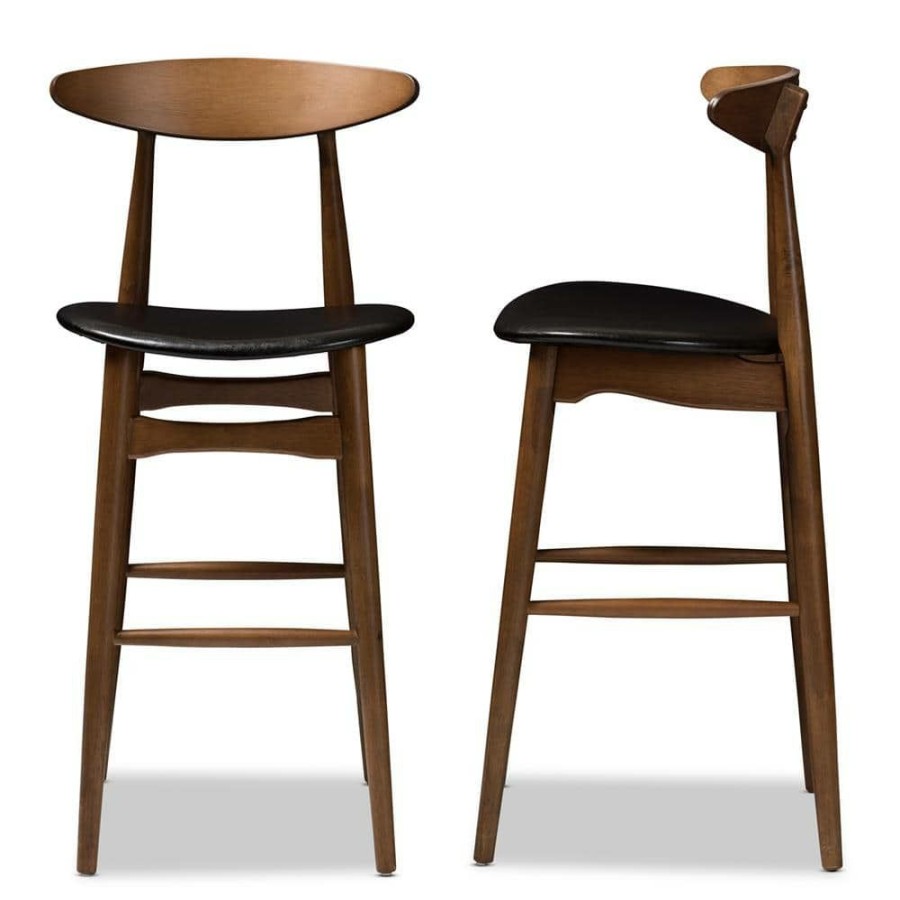 Bar Furniture * | Flora 29 In. Black Bar Stool (Set Of 2) By Baxton Studio