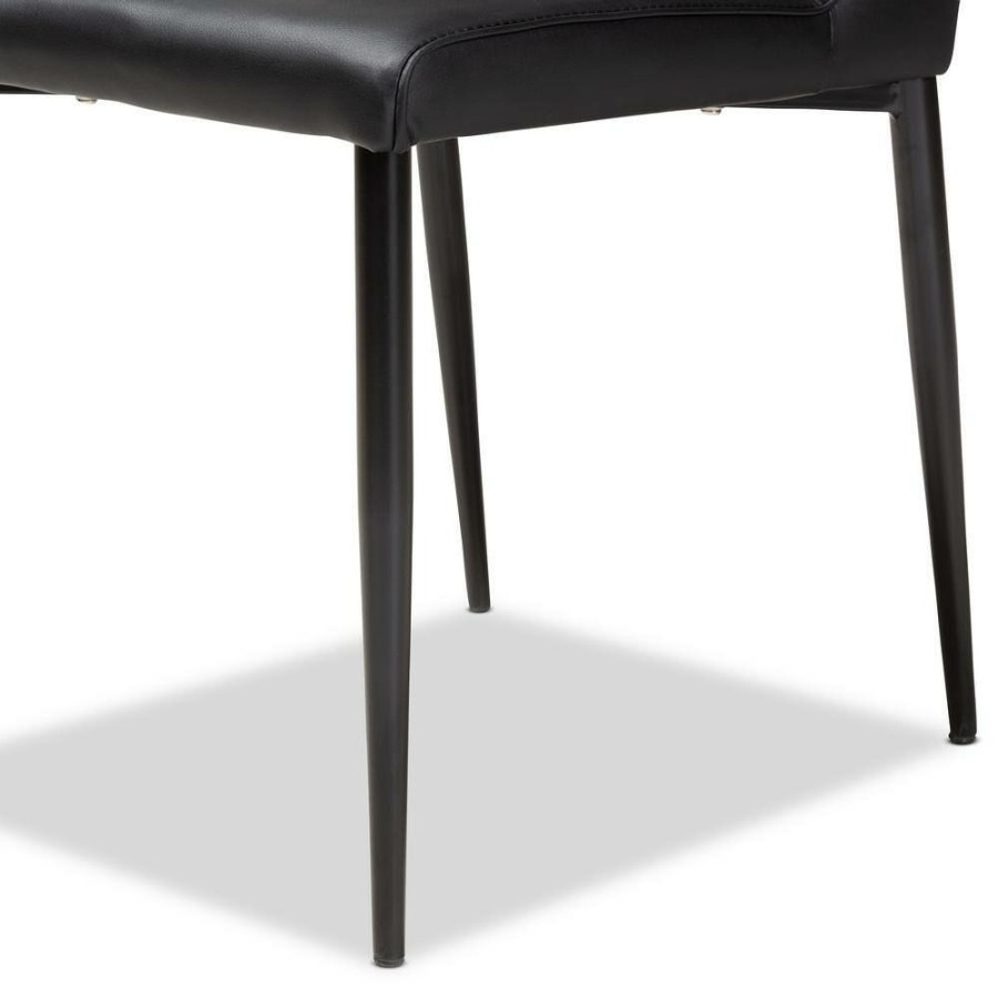 Living Room Furniture * | Chandelle Black Faux Leather Upholstered Dining Chair (Set Of 4) By Baxton Studio