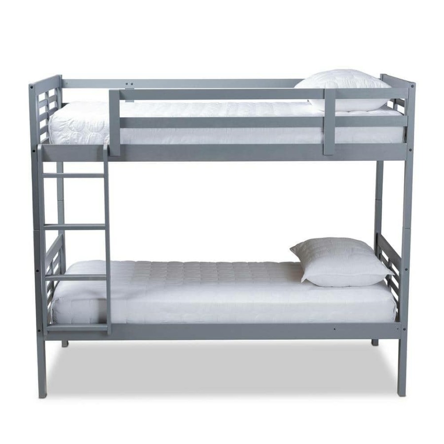 Entryway Furniture * | Liam Gray Twin Bunk Bed By Baxton Studio