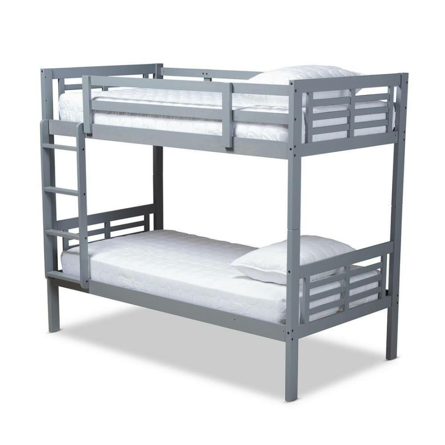 Entryway Furniture * | Liam Gray Twin Bunk Bed By Baxton Studio