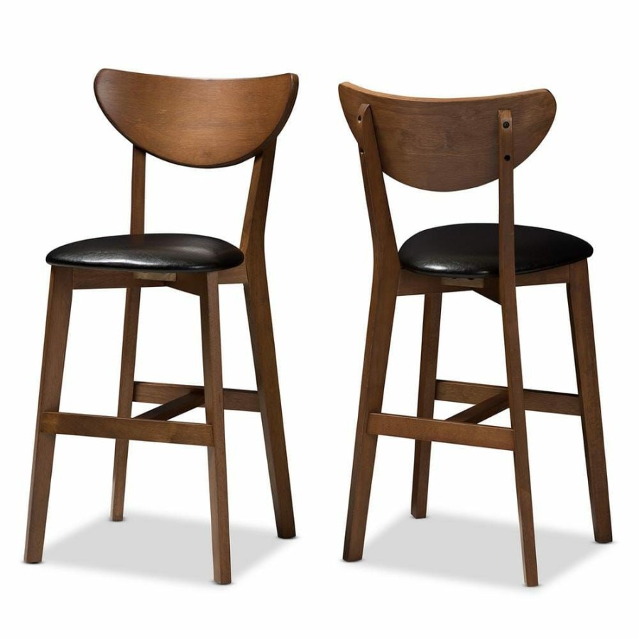 Bar Furniture * | Eline 24 In. Black Counter Stool (Set Of 2) By Baxton Studio