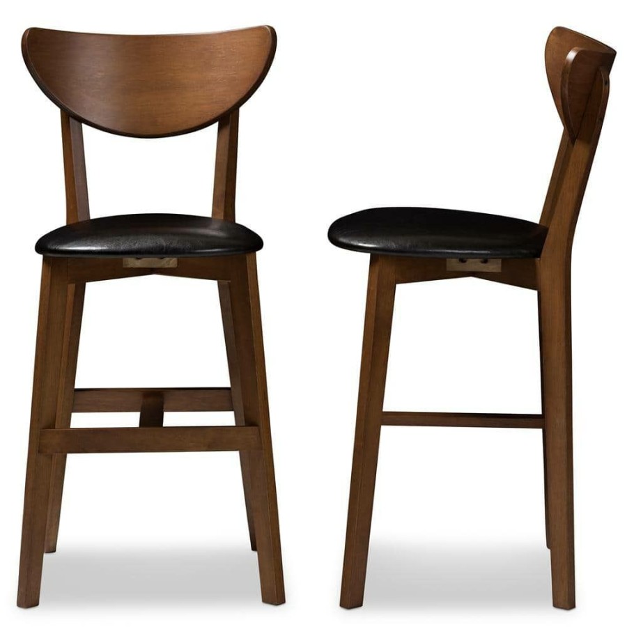 Bar Furniture * | Eline 24 In. Black Counter Stool (Set Of 2) By Baxton Studio