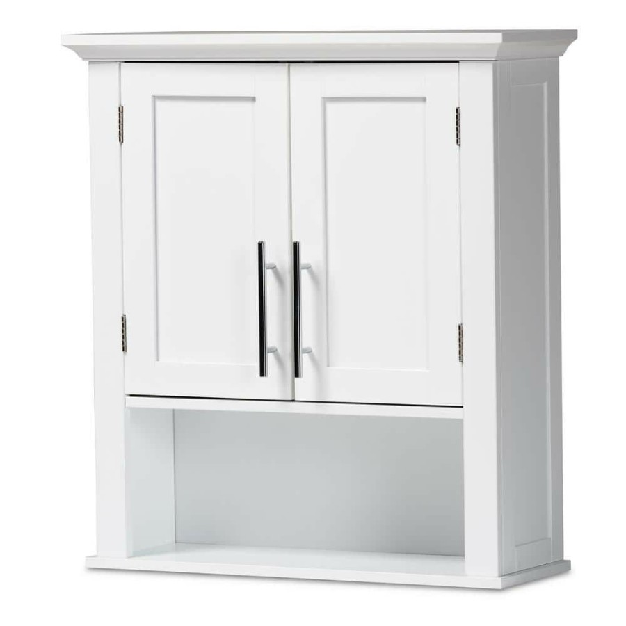 Living Room Furniture * | Turner White Bathroom Accent Cabinet By Baxton Studio