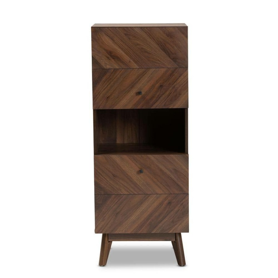 Living Room Furniture * | Hartman Walnut Brown Accent Storage Cabinet By Baxton Studio