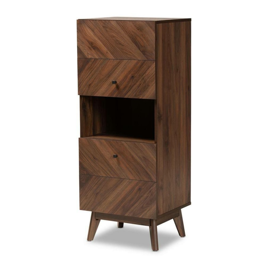 Living Room Furniture * | Hartman Walnut Brown Accent Storage Cabinet By Baxton Studio