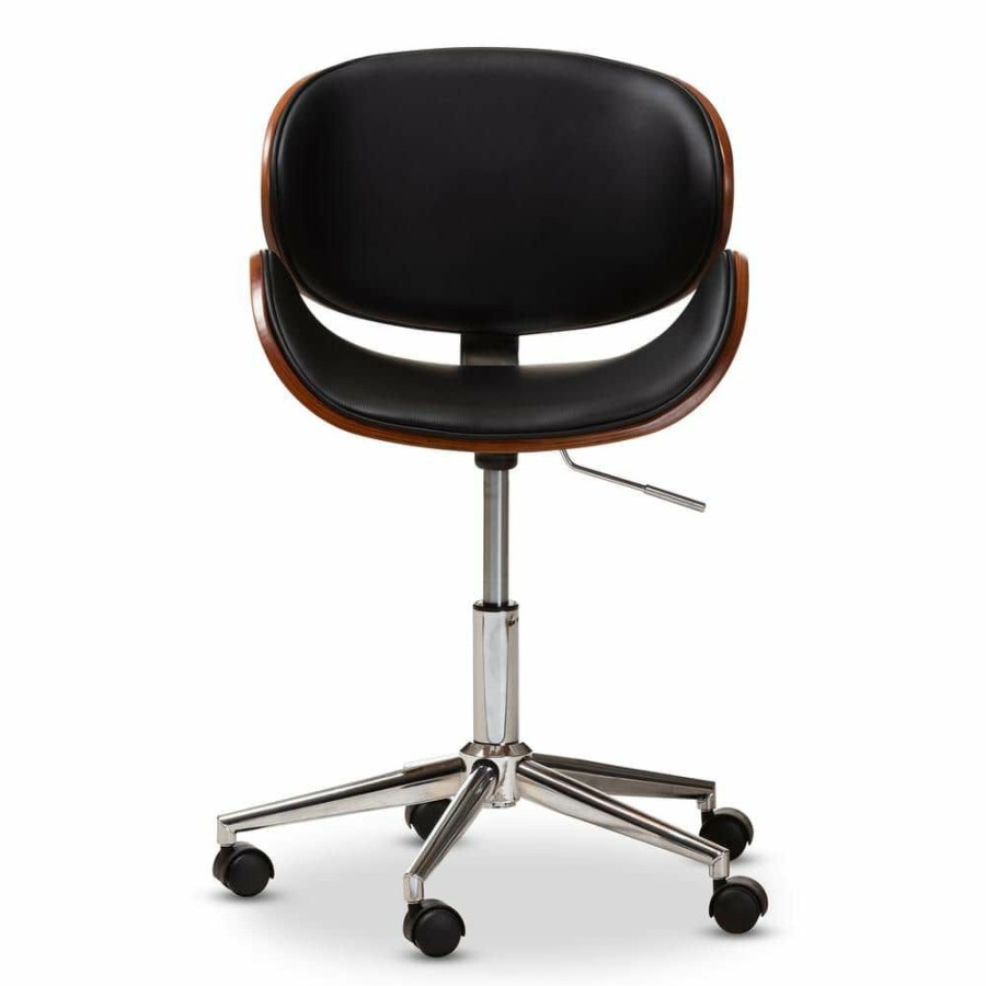 Bar Furniture * | Ambrosio Black Faux Leather Office Chair By Baxton Studio