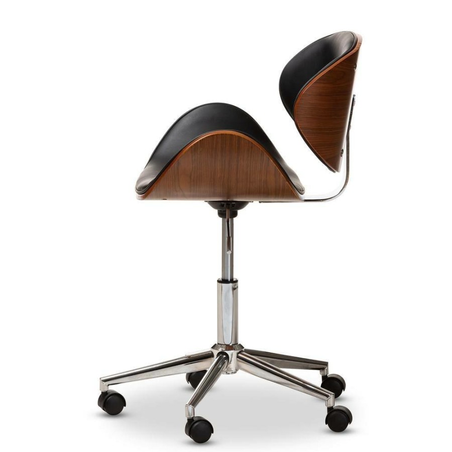 Bar Furniture * | Ambrosio Black Faux Leather Office Chair By Baxton Studio