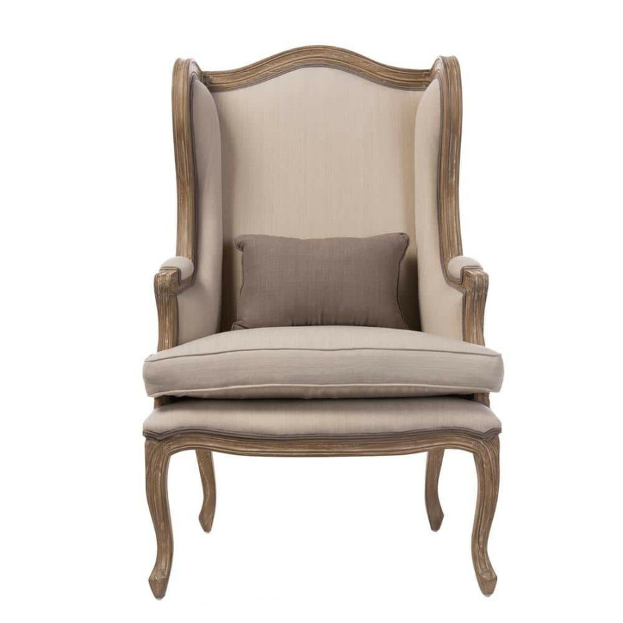 Living Room Furniture * | Oreille French Inspired Beige Fabric Upholstered Accent Chair By Baxton Studio