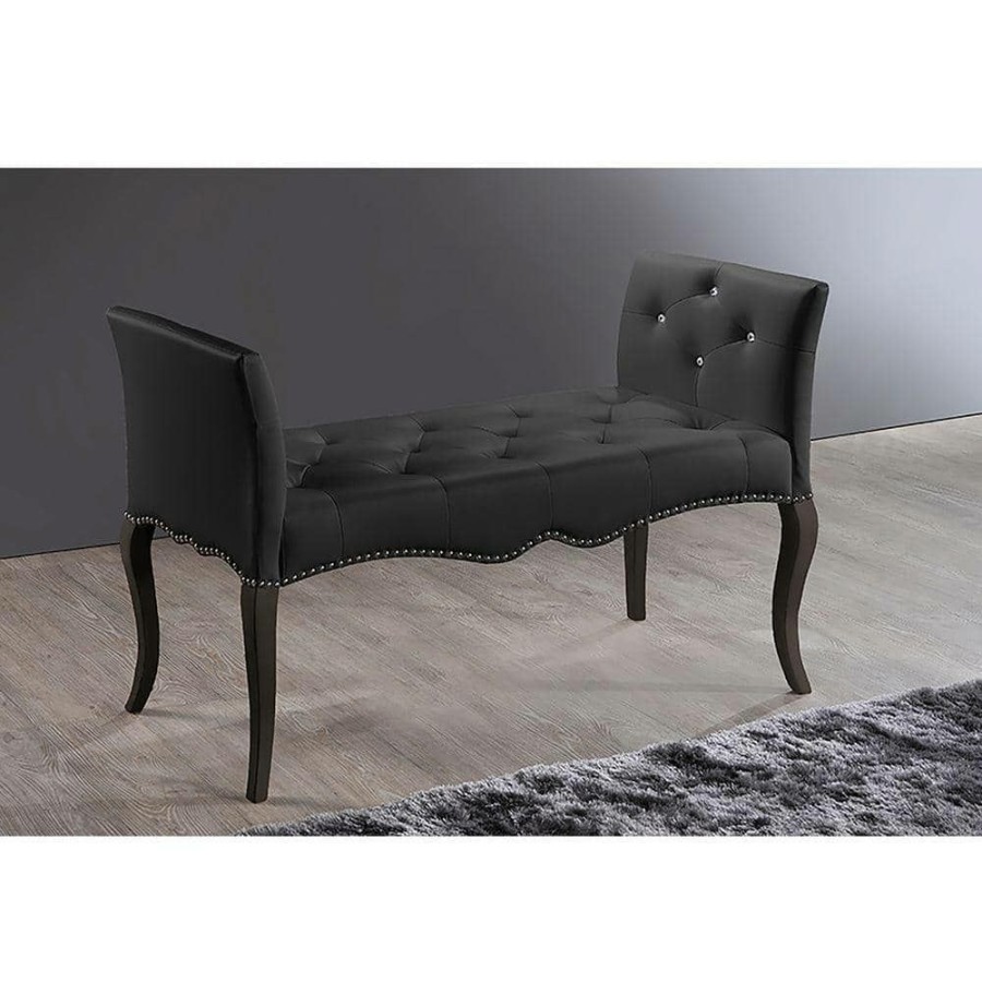 Bedroom Furniture * | Kristy Black Bench By Baxton Studio